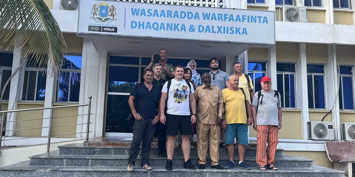 International travelers meeting officials at the Ministry of Tourism in Mogadishu Somalia